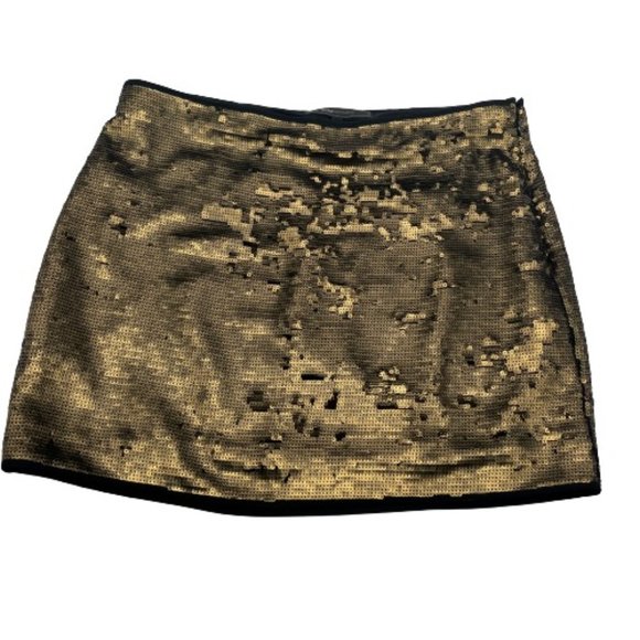 BCBGMaxAzria Dresses & Skirts - BCBG Max Azria Sequin Mini Skirt Gold Black Medium